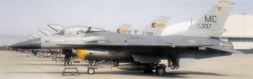
General Dynamics F-16A Block 10B Fighting Falcon, AF Serial No. 79-0397 of the 61st TFS.