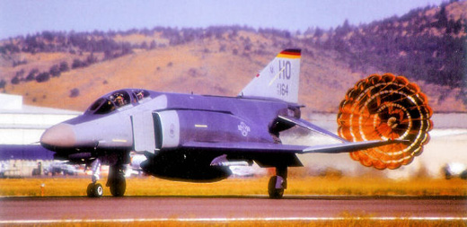 
German Air Force McDonnell Douglas F-4F-54-MC Phantom AF Serial No. 72-1164 flown by the 20th Fighter Squadron in USAF markings. Today this aircraft is flown by Jagdgeschwader 74 at Neuburg Air Base in Germany