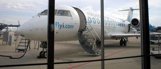 
Independence Air CRJ-200 at Washington Dulles Airport, which the carrier served from ROC.