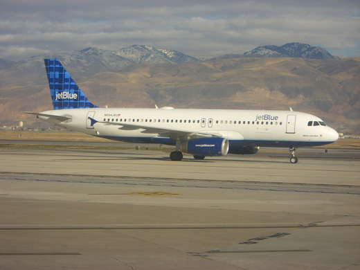 
JetBlue A320, a type the carrier uses at ROC, seen here at Salt Lake City.