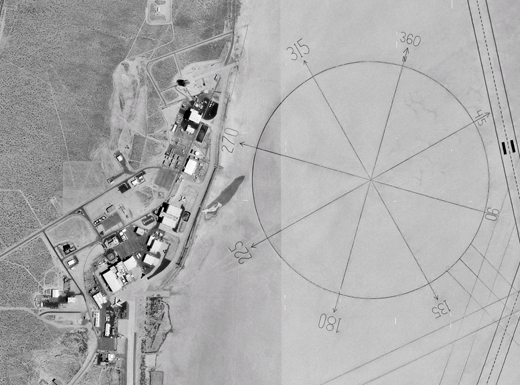 
The world's largest compass rose is painted on the lake bed beside NASA's Dryden Flight Research Center.