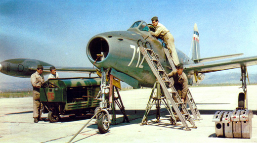 
F-84G Thunderjet Pilot prepares for a School flight