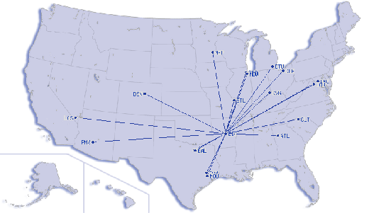 
Destinations served from Little Rock National Airport
(as of August 2008)
