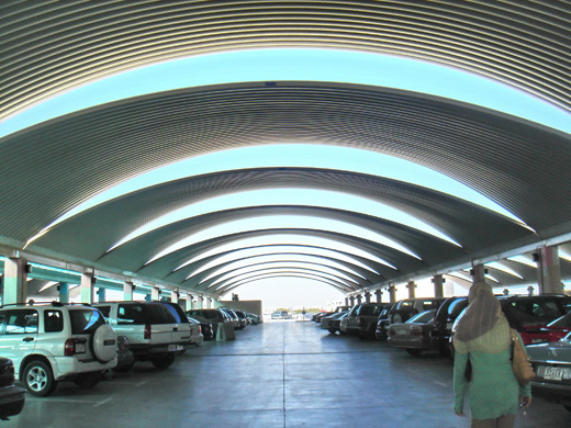 
The traditional roof of the car park at the airport