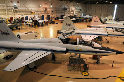 
NASA T-38s in the hangar at Ellington Field