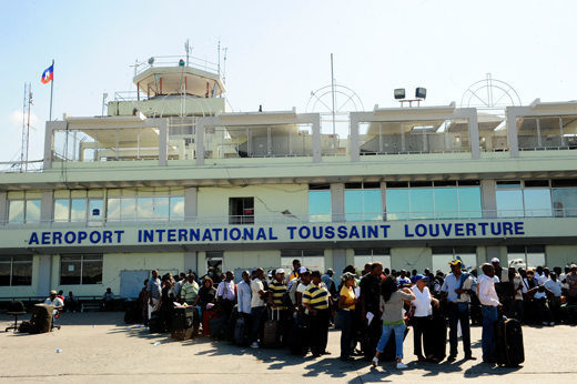 
People awaiting evacuation at the airport, January 15.
