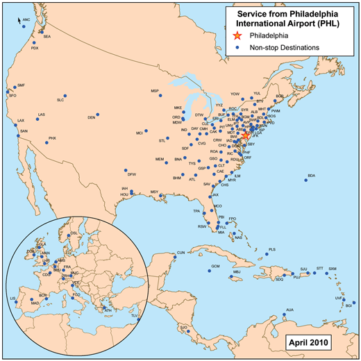 
Destinations with direct service from PHL