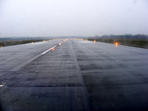 
Runway 01/19 as seen from the South end. LIH (high intensity) runway lighting installed in autumn 2007