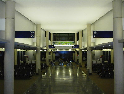 
View looking down the East concourse from the entrance. Artwork is hung on the parts of the walls, and is changed each season.