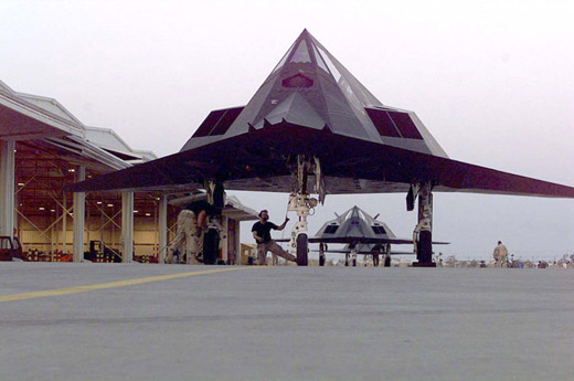 
USAF F-117 Nighthawk during maintenance. Photograph is not from the Tonopah Test Range.
