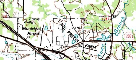 
Topographical map of the airport and the Wynne Unit, July 1, 1983 - U.S. Geological Survey