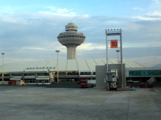 
Old terminal and control tower as seen from tarmac