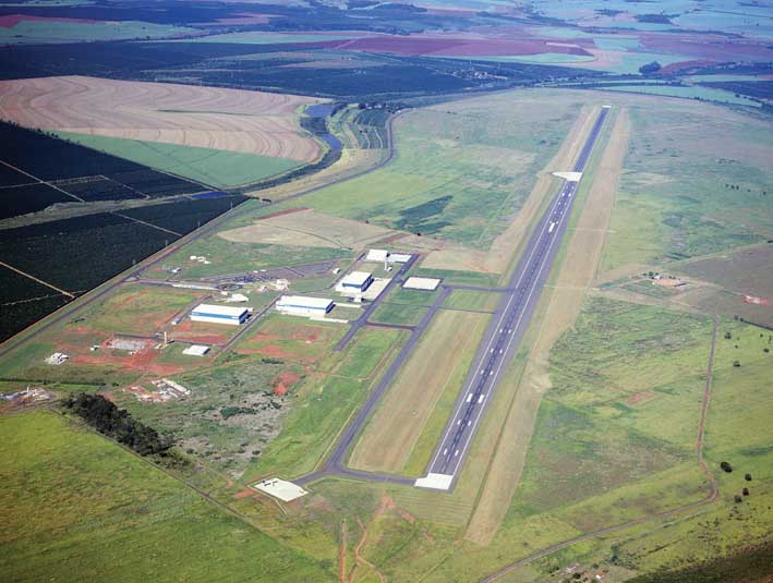 an aerial view of a runway