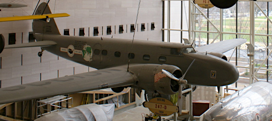 
Boeing 247D at the National Air and Space Museum showing United Air Lines markings in this view.