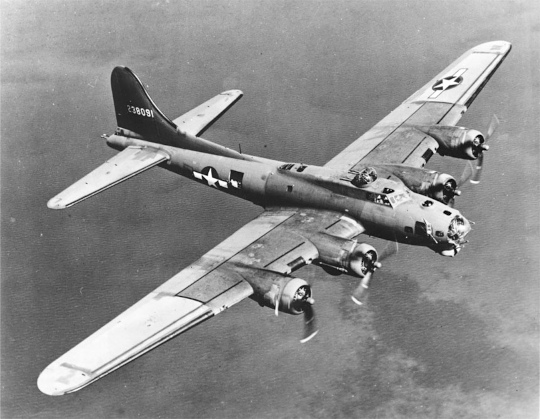 A USAAF B-17 Flying Fortress heavy bomber from World War II