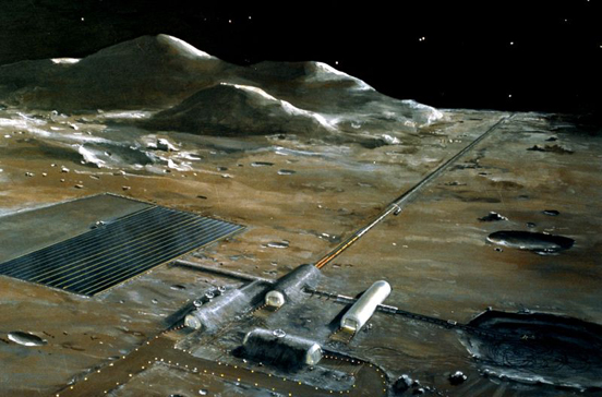 
A mass driver for lunar launch (artist's conception)