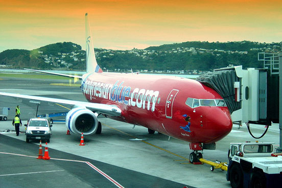 
Polynesian Blue 737-800 at Wellington International Airport, New Zealand.