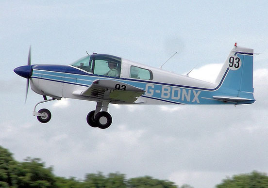 
1975 Grumman AA-1B Trainer taking off.