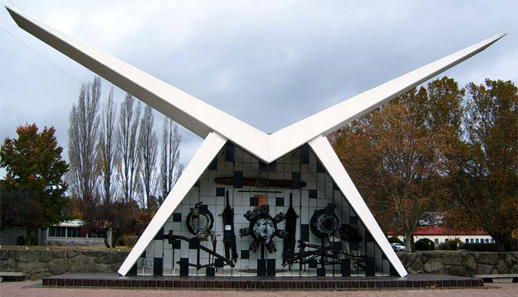 
Aviation Pioneers Memorial at Cooma, New South Wales, Australia, with artifacts recovered from the Southern Cloud.