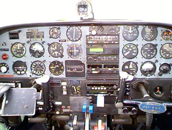 
Cockpit of Partenavia P.68 (VH-PNT) at Jandakot Airport, Jandakot, Australia