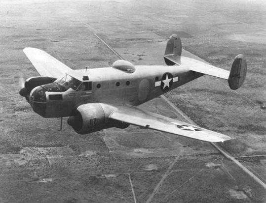
Beechcraft AT-11 over the west Texas prairies, c. 1944.