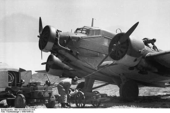 
A Luftwaffe Ju 52 being serviced in Crete in 1943