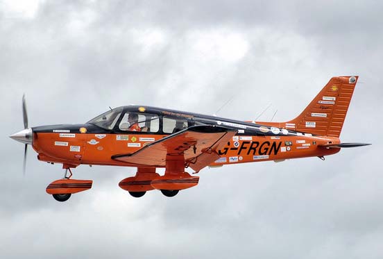 
Polly Vacher, a record-breaking UK pilot, in her PA-28-236 Dakota. The aircraft was built in 1994.