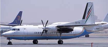 
A Palestinian Airlines Fokker at El Arish International Airport.