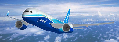
An artist's impression of a Boeing 787-3, which has winglets and a shorter span