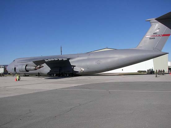 
A C-5 Galaxy of the West Virginia Air National Guard 167th Airlift Wing