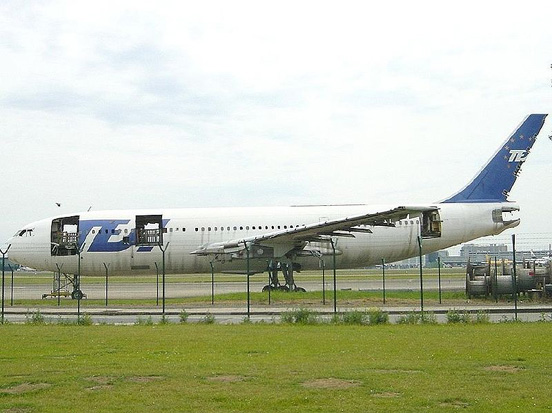 
This A300B1 was the second A300 ever built and one of the first to enter service with an airline in late 1974. It has been used as a fire brigade training structure at Brussels Airport since 1990 and was destroyed on 9 July 2003.