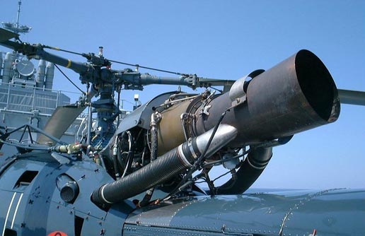 
Close-up of the turbine of an Alouette III