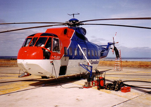 
A Canadian Helicopters Sikorsky S-61L at CFB Cold Lake in 1992