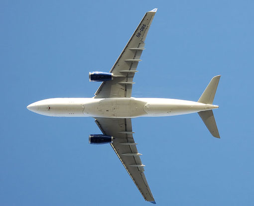 
Planform view of a Cyprus Airways A330-200 taking off. The undercarriage has fully retracted.