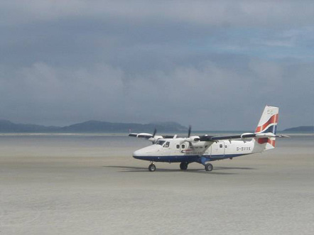 
Barra Airport, Outer Hebrides, Scotland, United Kingdom one of only two airports using a beach runway for scheduled services.