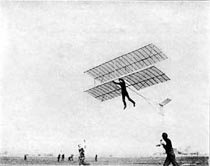 
Biplane hang glider under tow. Philadelphia, U.S.A., 1920s.