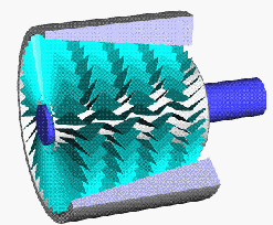 
An animation of an axial compressor. The darker colored blades are the stators.