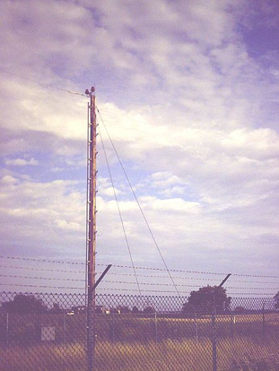 
One of the wooden poles of NDB HDL at Plankstadt, Germany