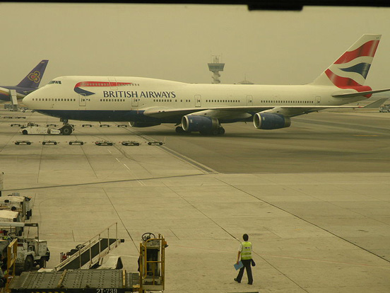 
British Airways Boeing 747 pushed back at the Bangkok Suvarnabhumi.