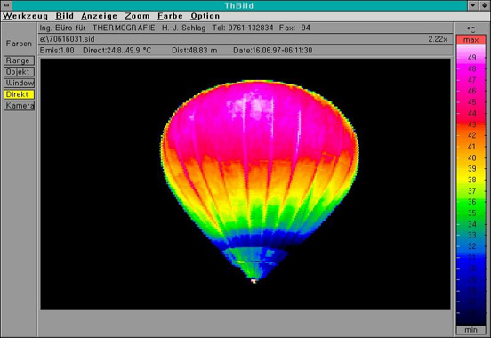 
Thermal image showing temperature variation in a hot air balloon