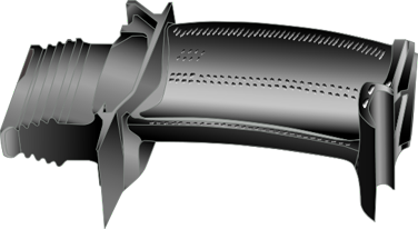 
Diagram of a high-pressure turbine blade
