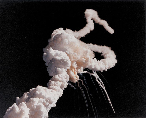 
Space Shuttle Challenger was torn apart 73 seconds after launch when hot gases escaped the SRBs