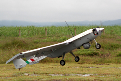 
The Mexican UAV S4 Ehécatl in take-off mode