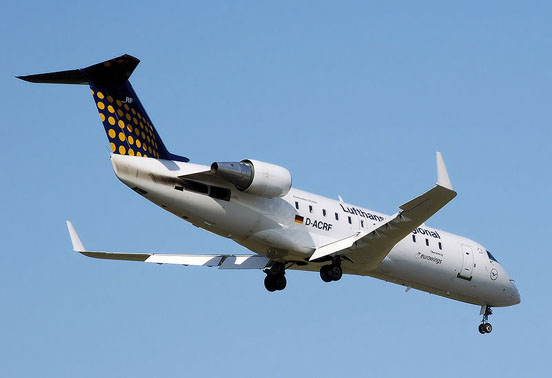 
Regional airliner Bombardier CRJ-200 of Eurowings, operated on behalf of Lufthansa Regional