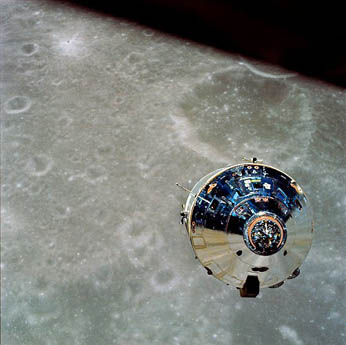 
The Apollo 10 Command Module in orbit around the moon