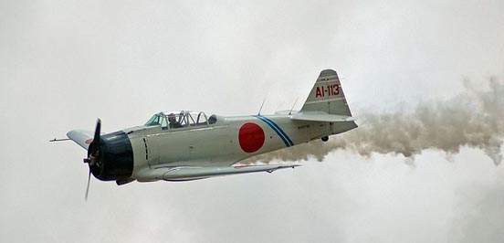 
T-6 Texan converted to resemble a Mitsubishi A6M Zero as flown by the Commemorative Air Force's Tora! Tora! Tora! group