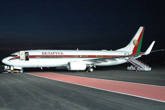 
Boeing 737-800BBJ operated by Belavia on behalf of the Government of Belarus.