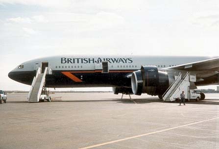 
British Airways Boeing 777 in 1984-1997 Landor livery.