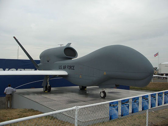 
RQ-4 Global Hawk, a high-altitude reconnaissance UAV capable of 36 hours continuous flight time