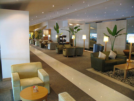 
The 'Golden Lounge' of Malaysia Airlines at Kuala Lumpur International Airport (KLIA). The airline has ownership of special slots at KLIA giving it a competitive edge over other airlines operating at the airport.